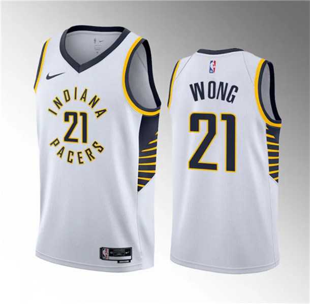 Men%27s Indiana Pacers #21 Isaiah Wong White 2023 Draft Association Edition Stitched Basketball Jersey Dzhi
